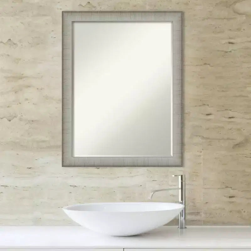 Miroir mural de salle de bain biseauté fin brossé élégant