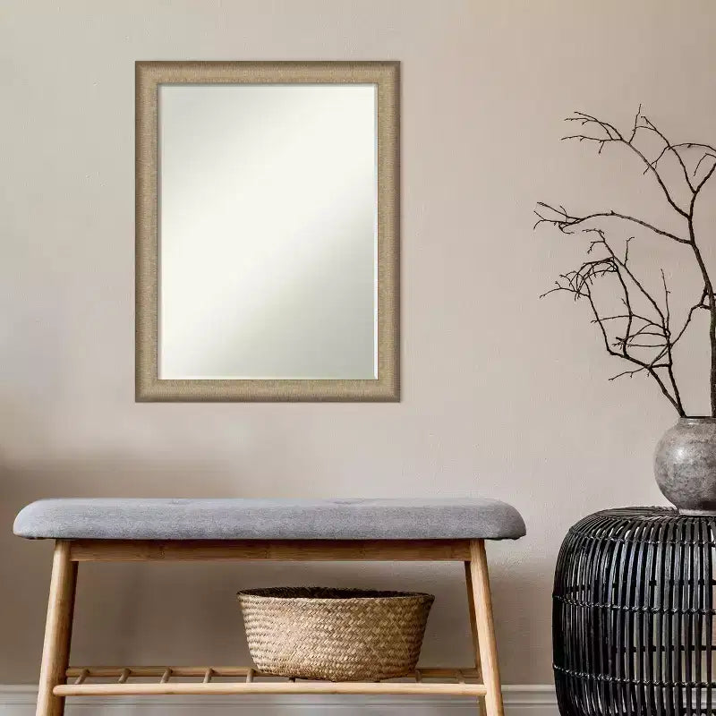 Miroir mural de salle de bain biseauté fin brossé élégant