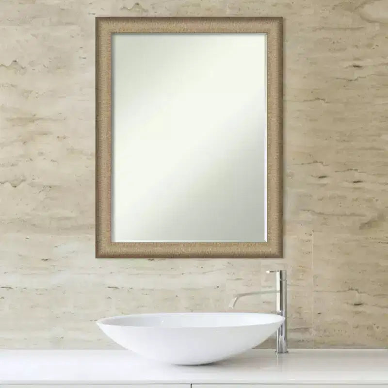 Miroir mural de salle de bain biseauté fin brossé élégant