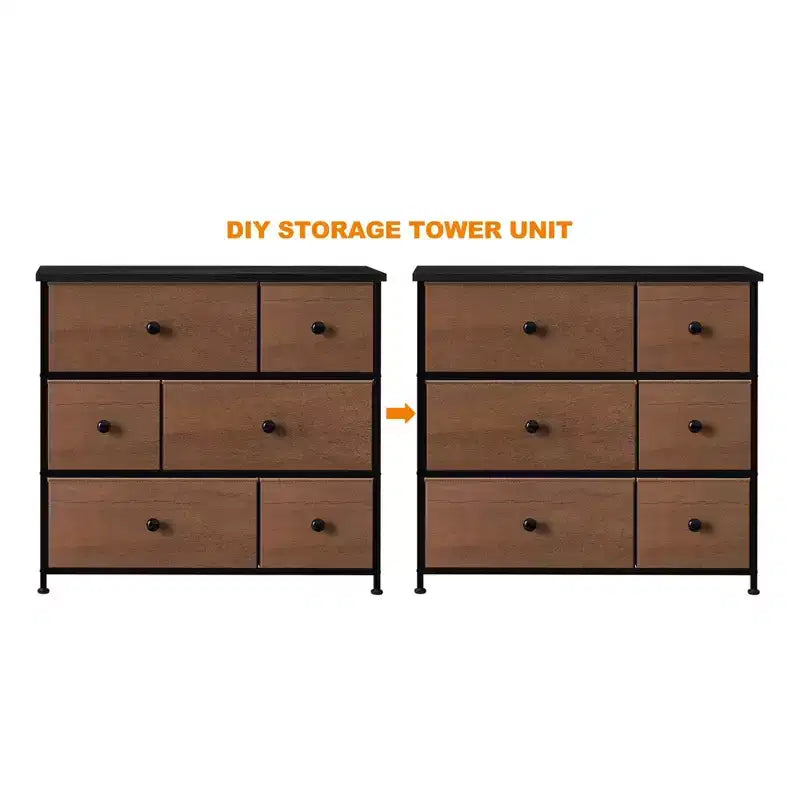 Commode de Rangement 6 Tiroirs à Cadre en Acier avec Dessus Imperméable, Pieds Réglables et Fixation Murale de Sécurité pour Chambre à Coucher