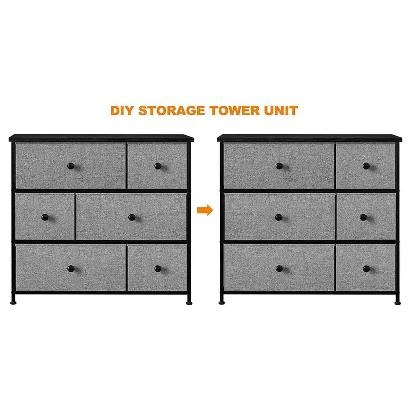 Commode de Rangement 6 Tiroirs à Cadre en Acier avec Dessus Imperméable, Pieds Réglables et Fixation Murale de Sécurité pour Chambre à Coucher