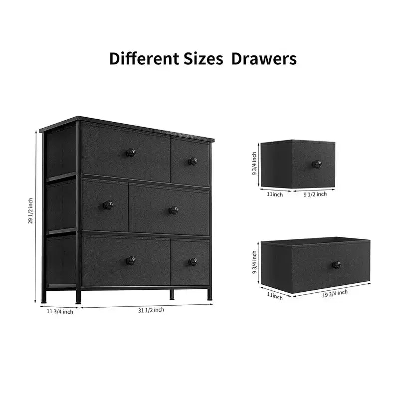 Commode de Rangement 6 Tiroirs à Cadre en Acier avec Dessus Imperméable, Pieds Réglables et Fixation Murale de Sécurité pour Chambre à Coucher