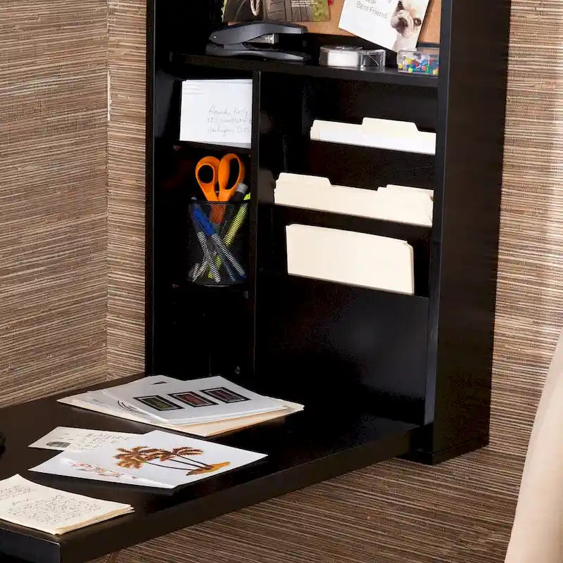 SEI Furniture Bureau Convertible Mural Rabattable Murphy Noir