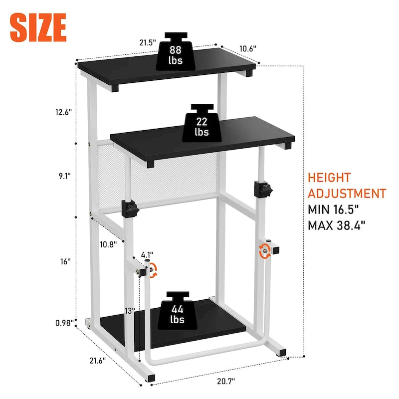 Bureau debout Futzca, table pour ordinateur portable à hauteur réglable