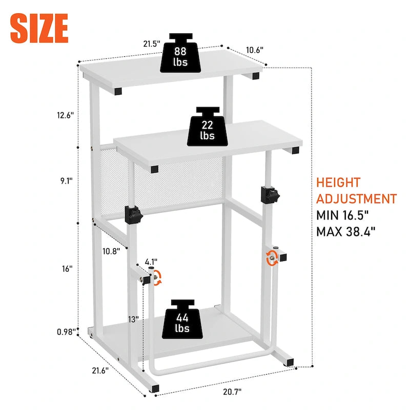 Bureau debout Futzca, table pour ordinateur portable à hauteur réglable