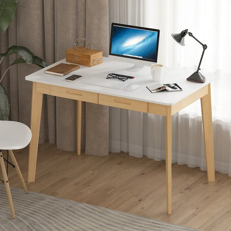 Kerrogee 39,4 Pouces Bureau d'ordinateur en Bois avec 2 Tiroirs - 4 Couleurs