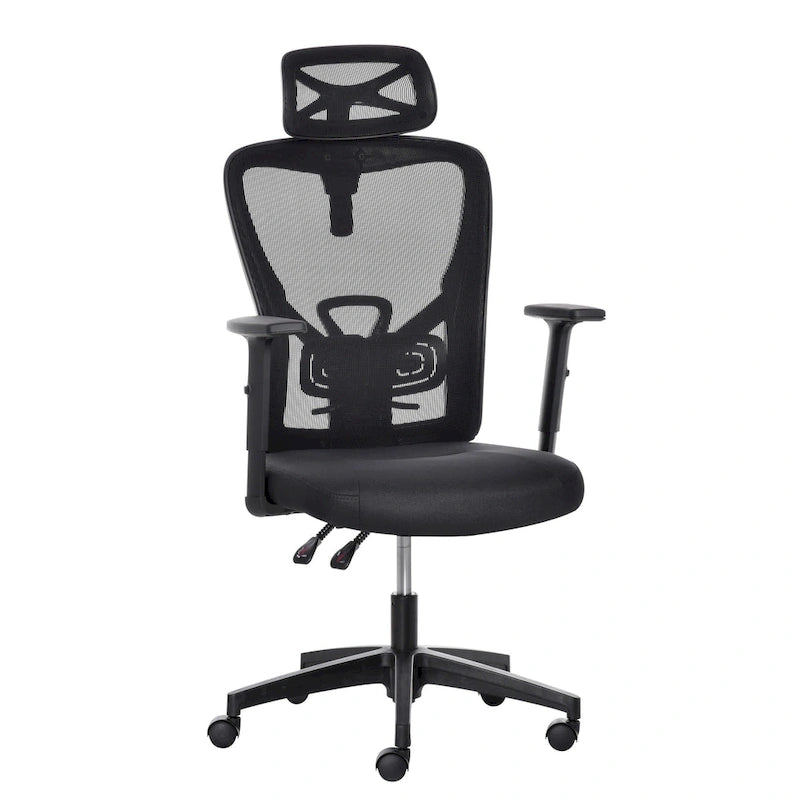 Chaise de bureau à dossier haut en maille Vinsetto, chaise de travail ergonomique pour ordinateur avec support lombaire, appui-tête rotatif, réglable