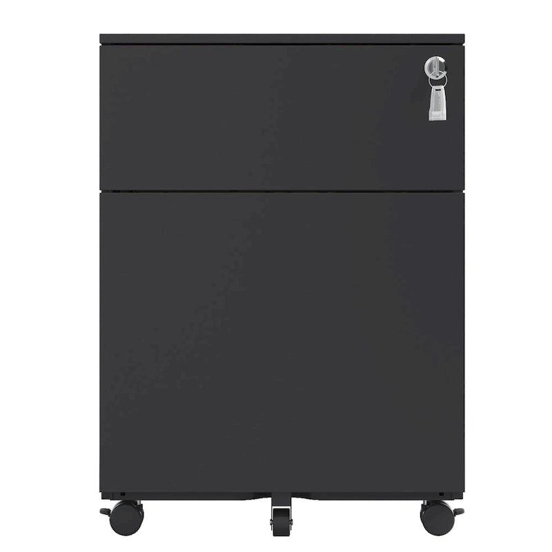 Classeur mobile à 2 tiroirs avec serrure, armoire de classement en acier pour documents format légal/lettre/A4/F4