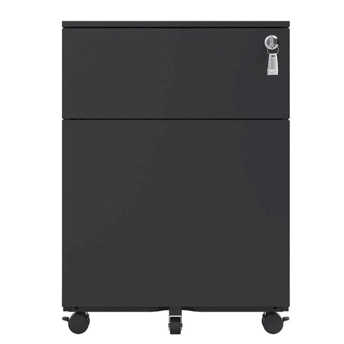 Classeur mobile à 2 tiroirs avec serrure, armoire de classement en acier pour documents format légal/lettre/A4/F4