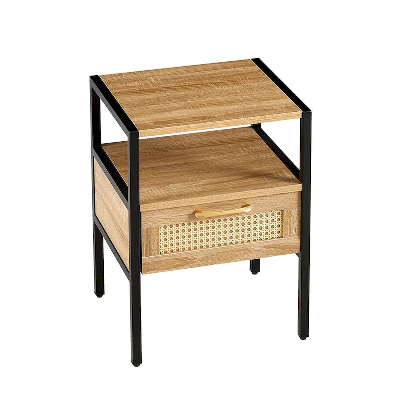 Table de chevet 1 tiroir en rotin