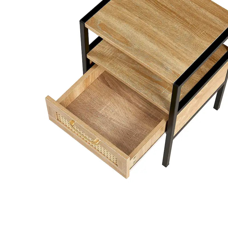 Table de chevet 1 tiroir en rotin