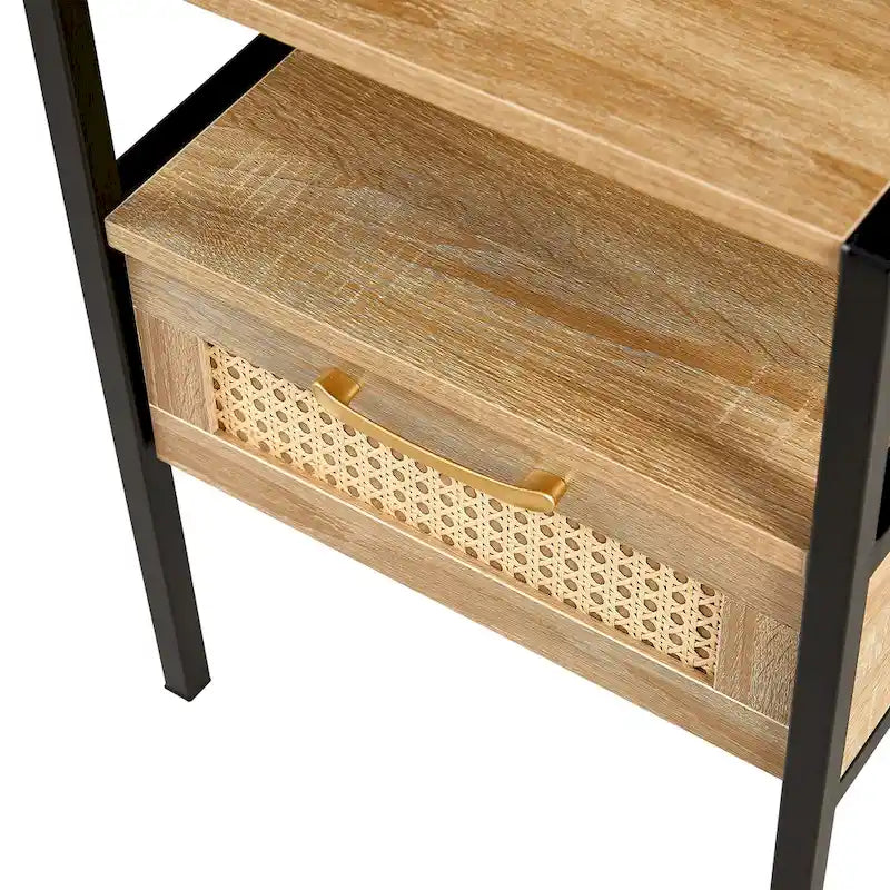Table de chevet 1 tiroir en rotin