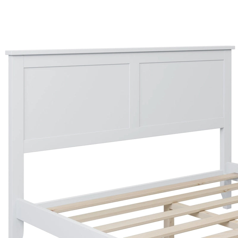 Lit plateforme complet en bois massif blanc moderne