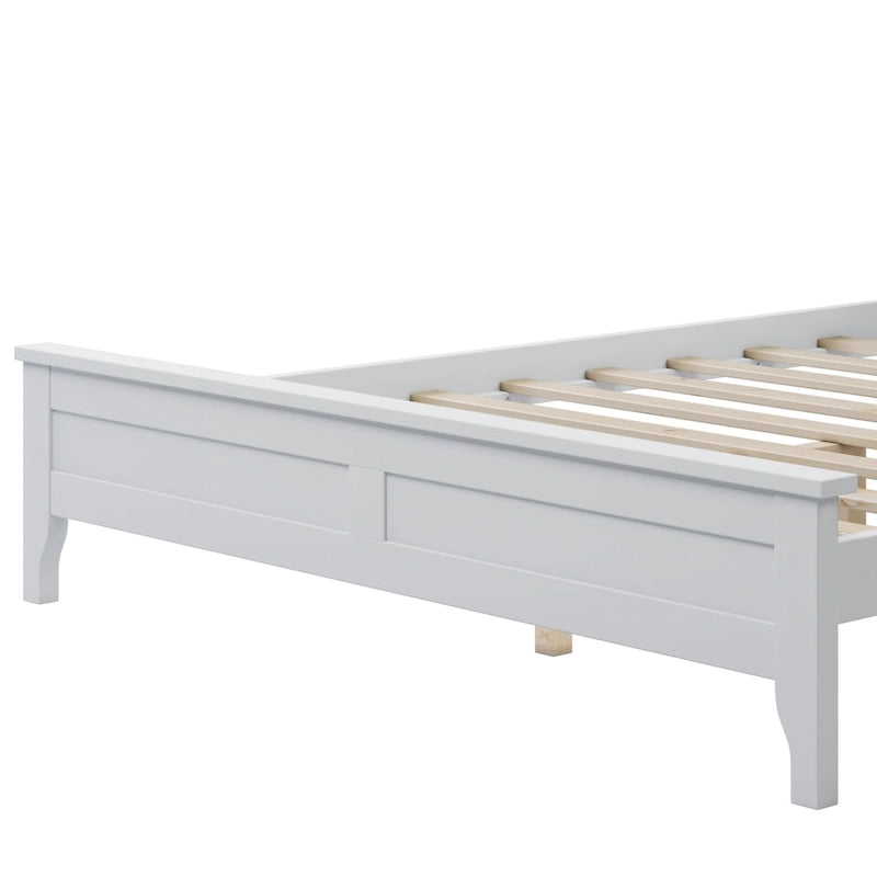 Lit plateforme complet en bois massif blanc moderne