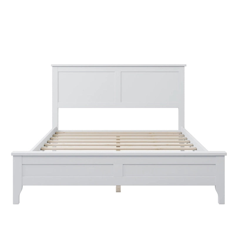Lit plateforme complet en bois massif blanc moderne