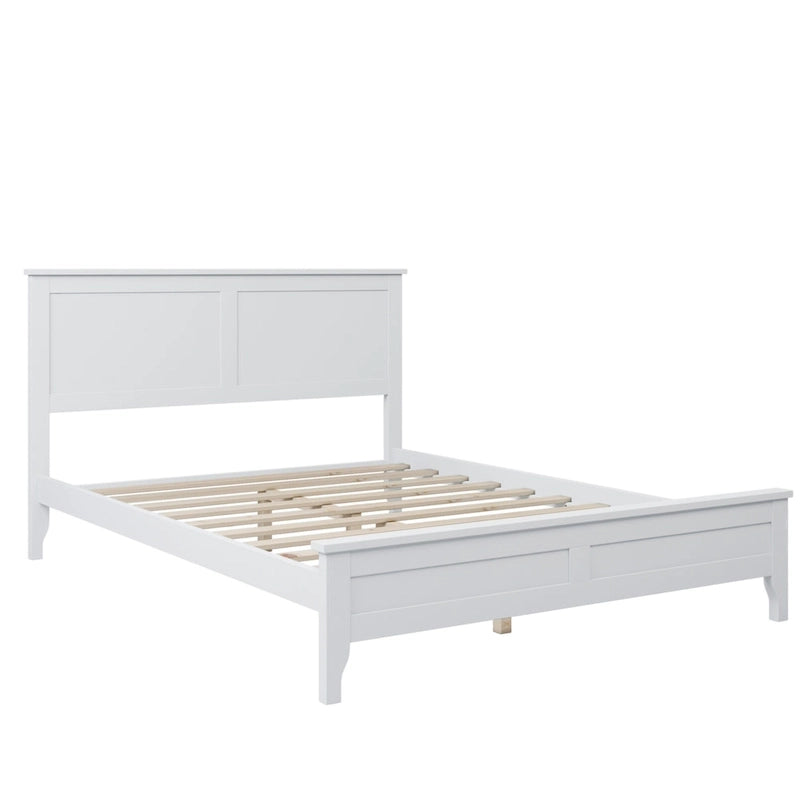 Lit plateforme complet en bois massif blanc moderne