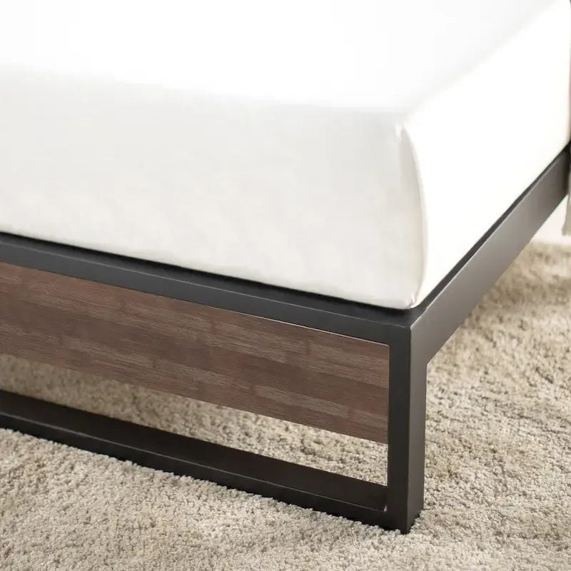 Lit plateforme Priage by ZINUS GOOD DESIGN primé 10 pouces en bambou et métal gris délavé