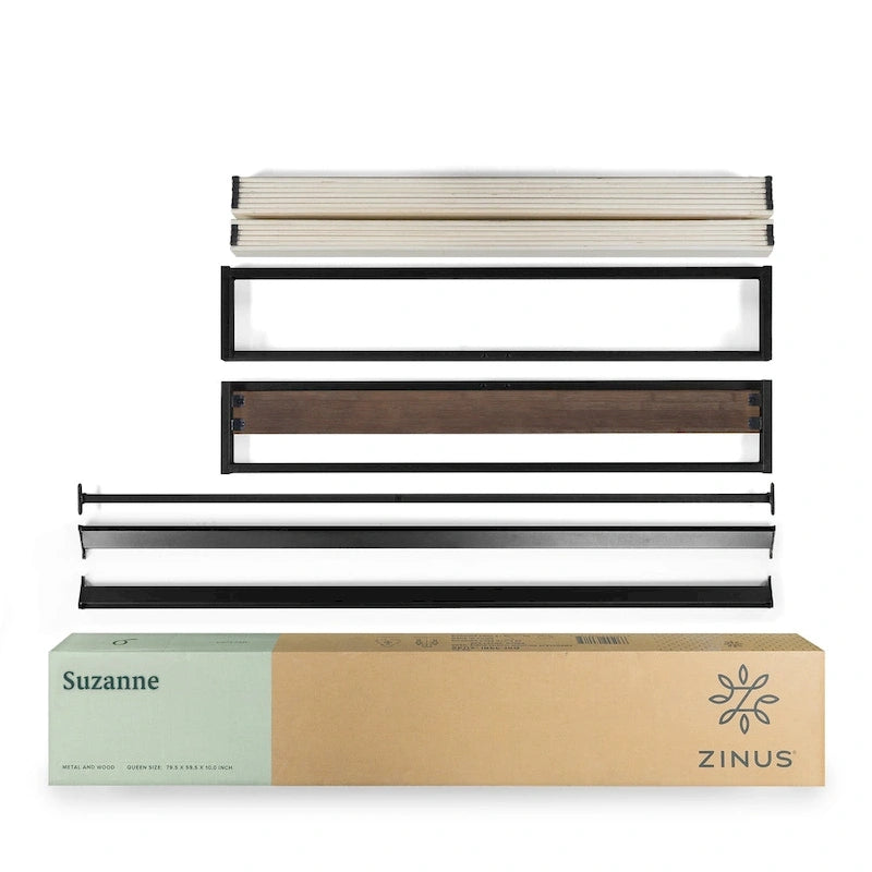 Lit plateforme Priage by ZINUS GOOD DESIGN primé 10 pouces en bambou et métal gris délavé
