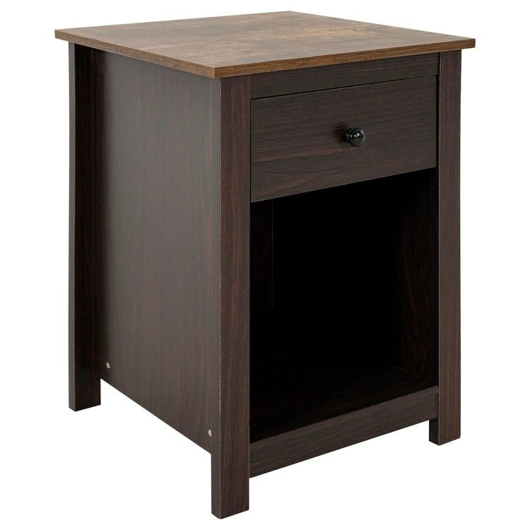 Table d'appoint avec tiroir et étagère, petite table de rangement à 2 niveaux, table de chevet avec tiroir, table d'appoint avec rangement