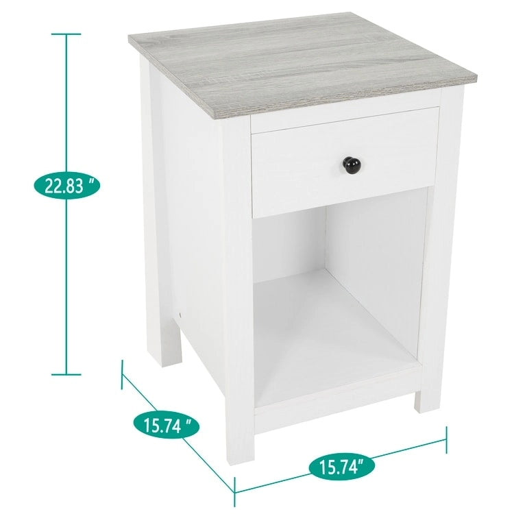Table d'appoint avec tiroir et étagère, petite table de rangement à 2 niveaux, table de chevet avec tiroir, table d'appoint avec rangement