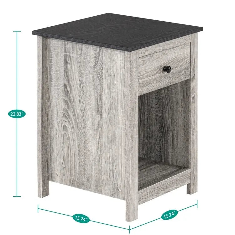 Table d'appoint avec tiroir et étagère, petite table de rangement à 2 niveaux, table de chevet avec tiroir, table d'appoint avec rangement