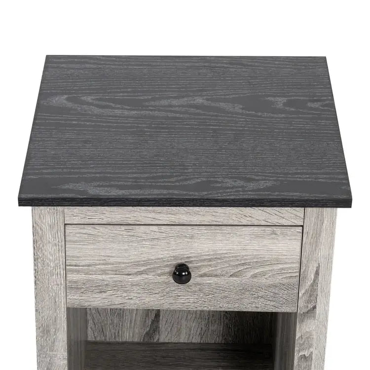 Table d'appoint avec tiroir et étagère, petite table de rangement à 2 niveaux, table de chevet avec tiroir, table d'appoint avec rangement