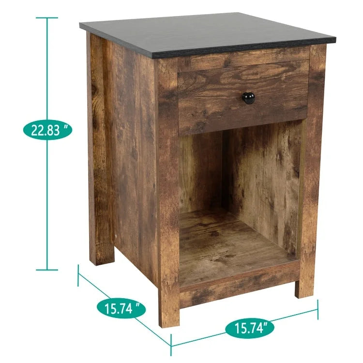 Table d'appoint avec tiroir et étagère, petite table de rangement à 2 niveaux, table de chevet avec tiroir, table d'appoint avec rangement