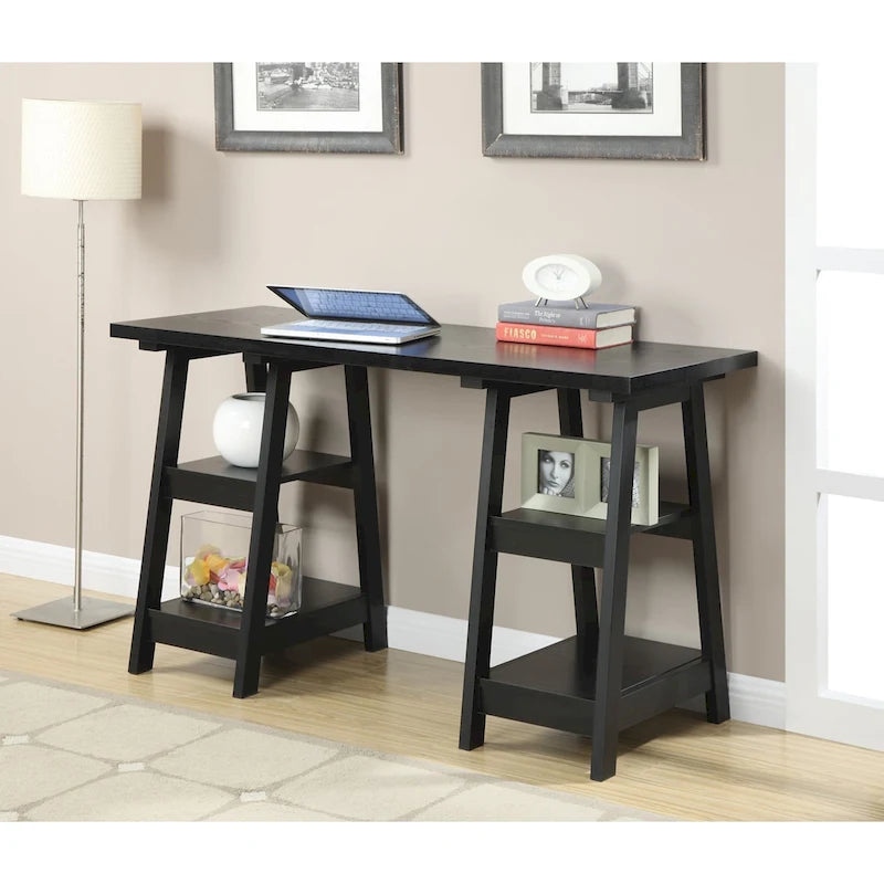 Bureau double tréteau avec étagères Designs2Go de Convenience Concepts