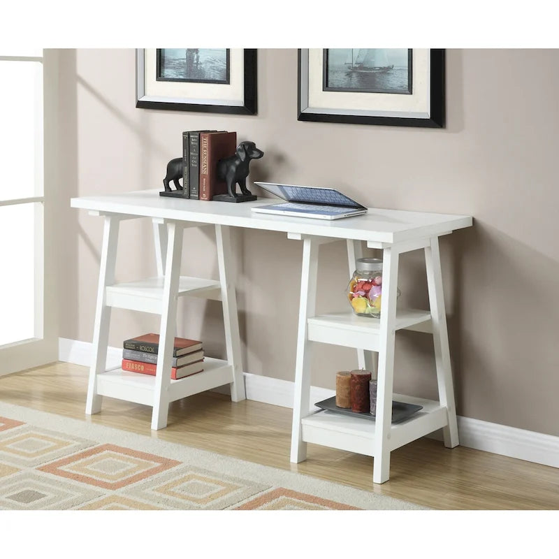 Bureau double tréteau avec étagères Designs2Go de Convenience Concepts