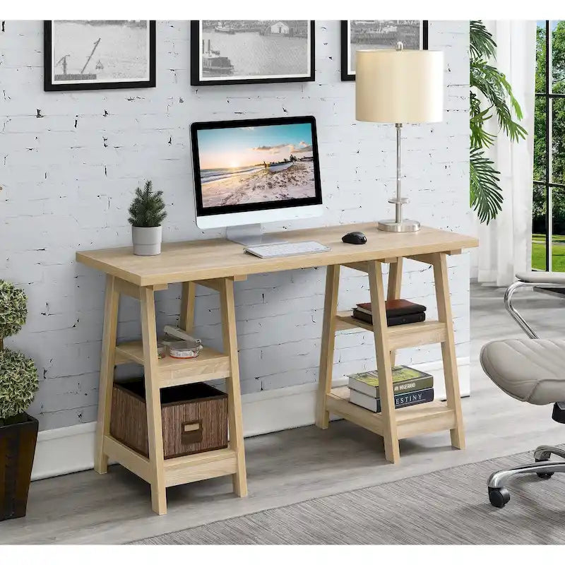 Bureau double tréteau avec étagères Designs2Go de Convenience Concepts