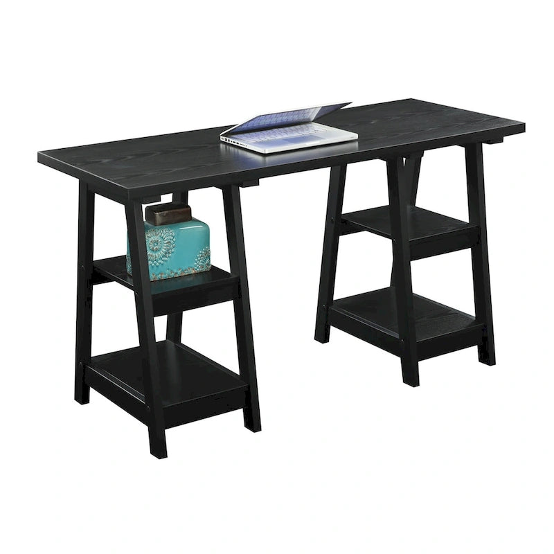 Bureau double tréteau avec étagères Designs2Go de Convenience Concepts