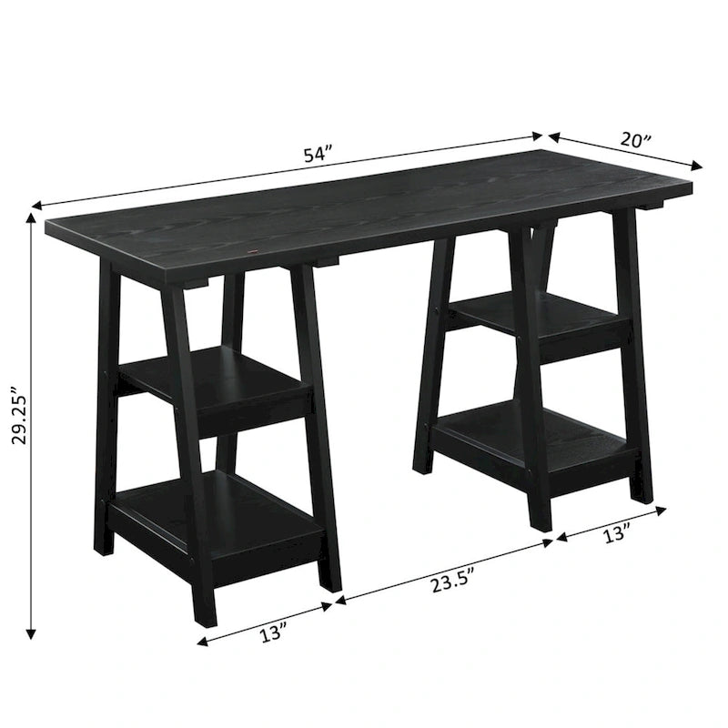 Bureau double tréteau avec étagères Designs2Go de Convenience Concepts