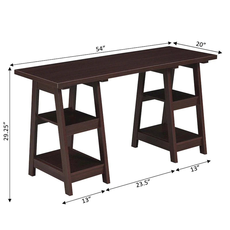 Bureau double tréteau avec étagères Designs2Go de Convenience Concepts