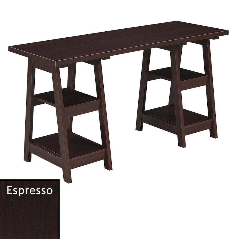 Bureau double tréteau avec étagères Designs2Go de Convenience Concepts