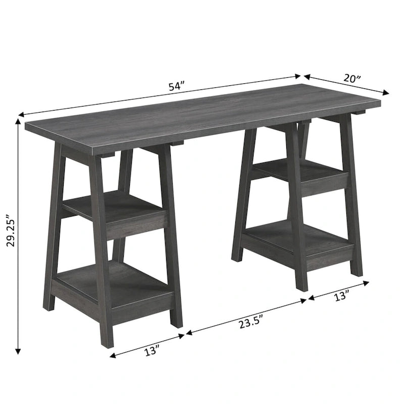 Bureau double tréteau avec étagères Designs2Go de Convenience Concepts