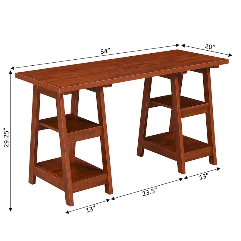 Bureau double tréteau avec étagères Designs2Go de Convenience Concepts