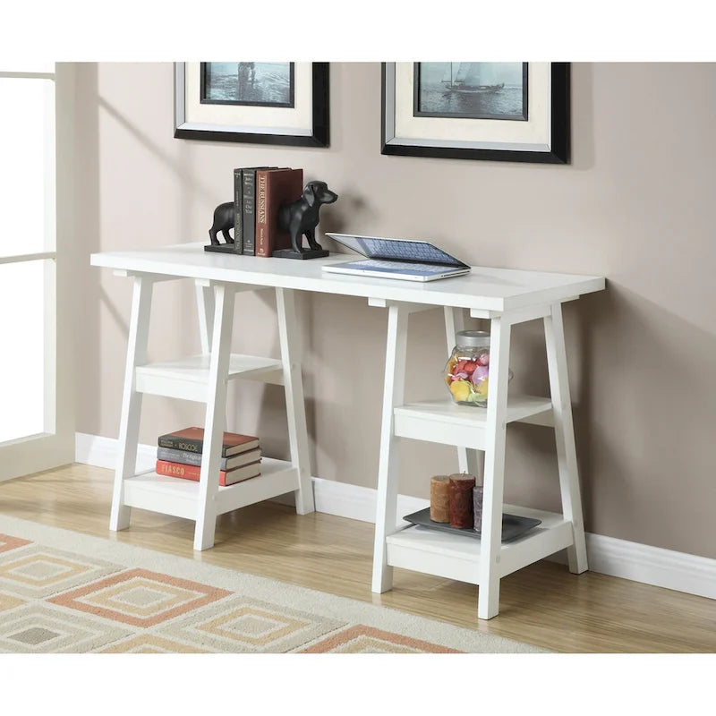Bureau double tréteau avec étagères Designs2Go de Convenience Concepts