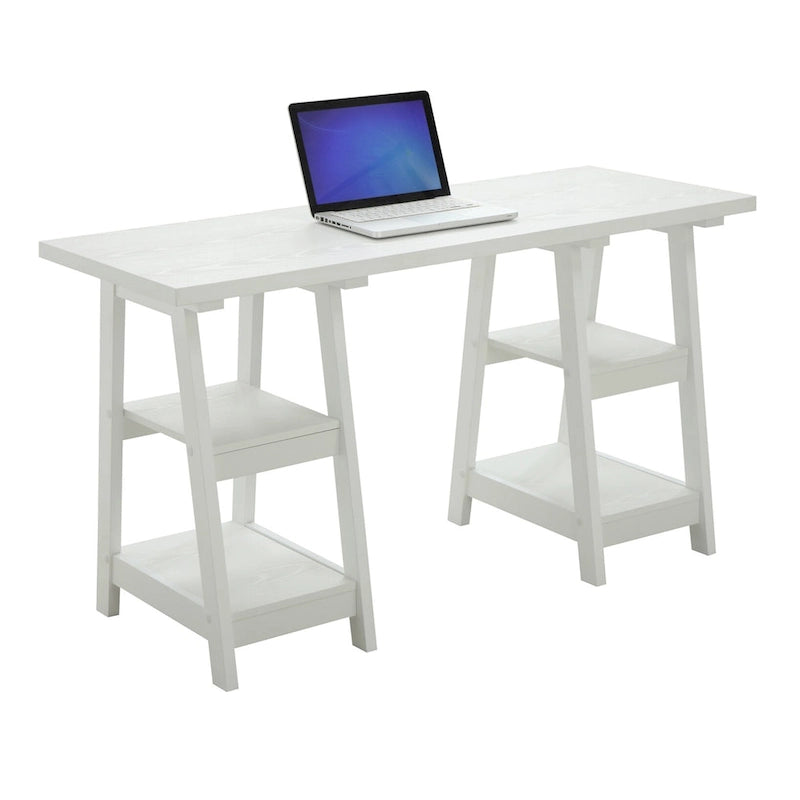 Bureau double tréteau avec étagères Designs2Go de Convenience Concepts