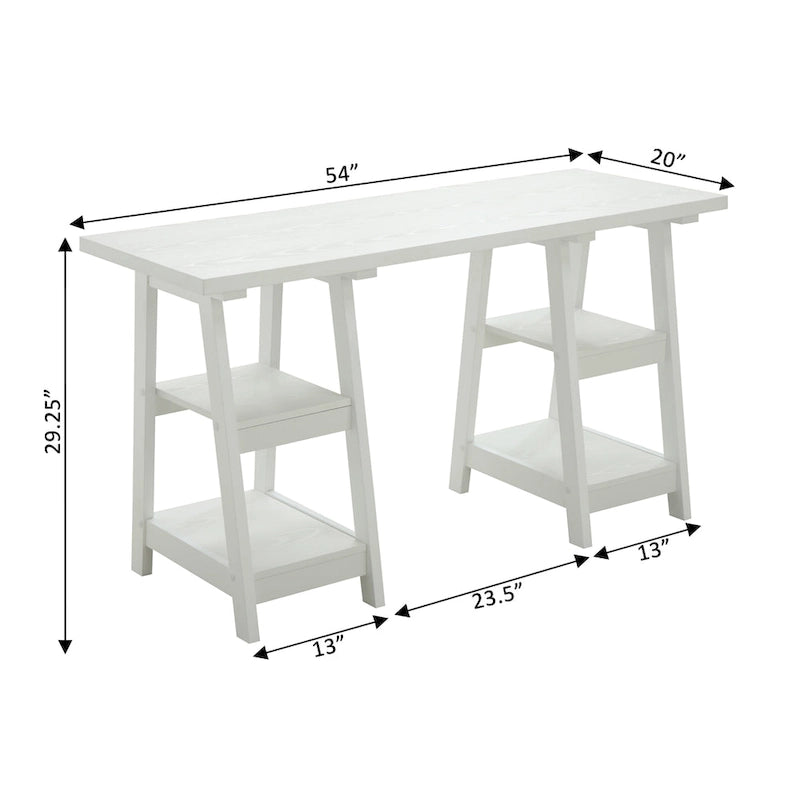 Bureau double tréteau avec étagères Designs2Go de Convenience Concepts