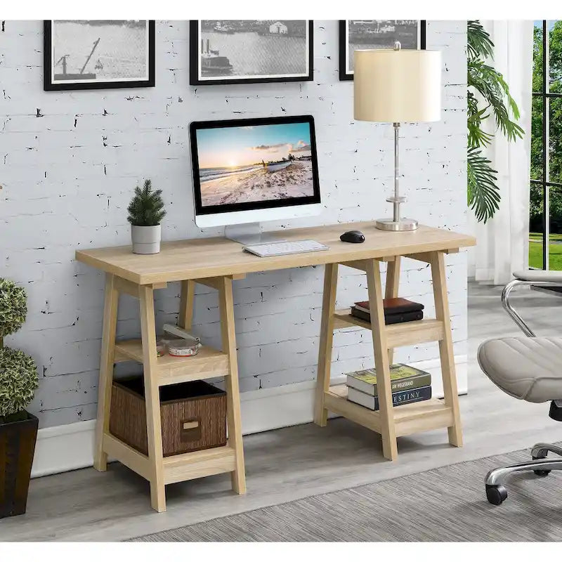 Bureau double tréteau avec étagères Designs2Go de Convenience Concepts