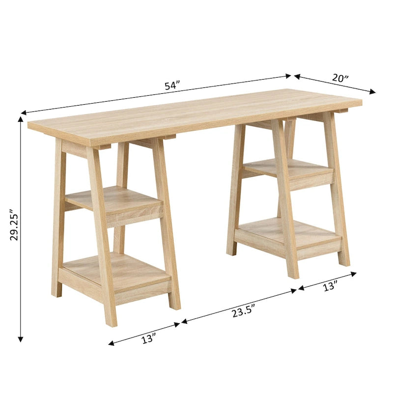 Bureau double tréteau avec étagères Designs2Go de Convenience Concepts