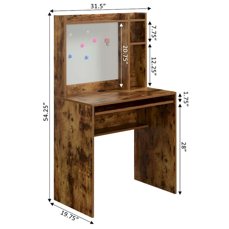 Bureau d'étudiant Designs2Go de Convenience Concepts avec tableau d'affichage magnétique et étagères