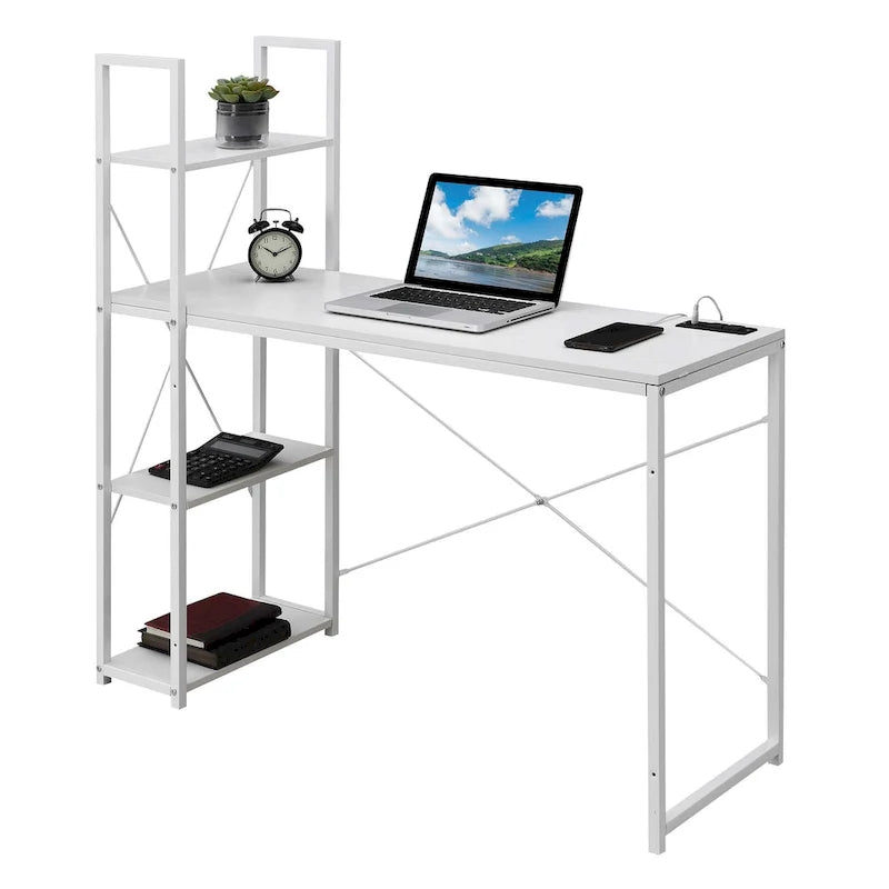 Poste de travail de bureau Designs2Go de Convenience Concepts avec station de charge et étagères