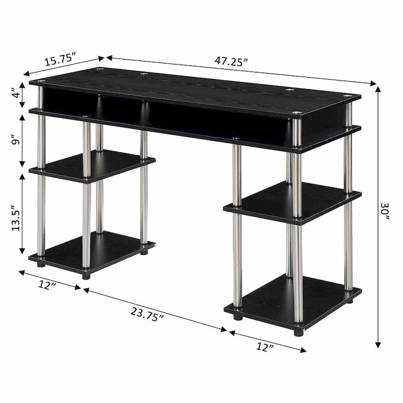 Bureau d'étudiant avec étagères Designs2Go No Tools de Convenience Concepts