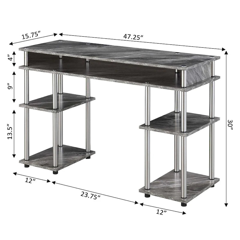 Bureau d'étudiant avec étagères Designs2Go No Tools de Convenience Concepts