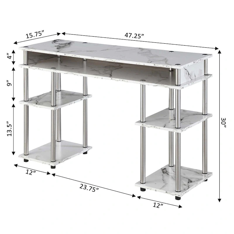 Bureau d'étudiant avec étagères Designs2Go No Tools de Convenience Concepts
