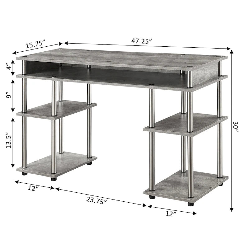 Bureau d'étudiant avec étagères Designs2Go No Tools de Convenience Concepts