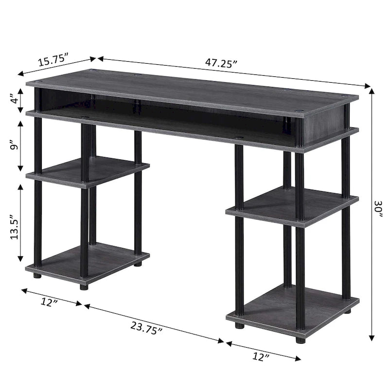 Bureau d'étudiant avec étagères Designs2Go No Tools de Convenience Concepts