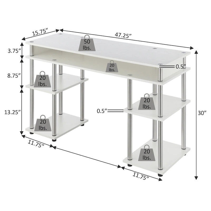 Bureau d'étudiant avec étagères Designs2Go No Tools de Convenience Concepts