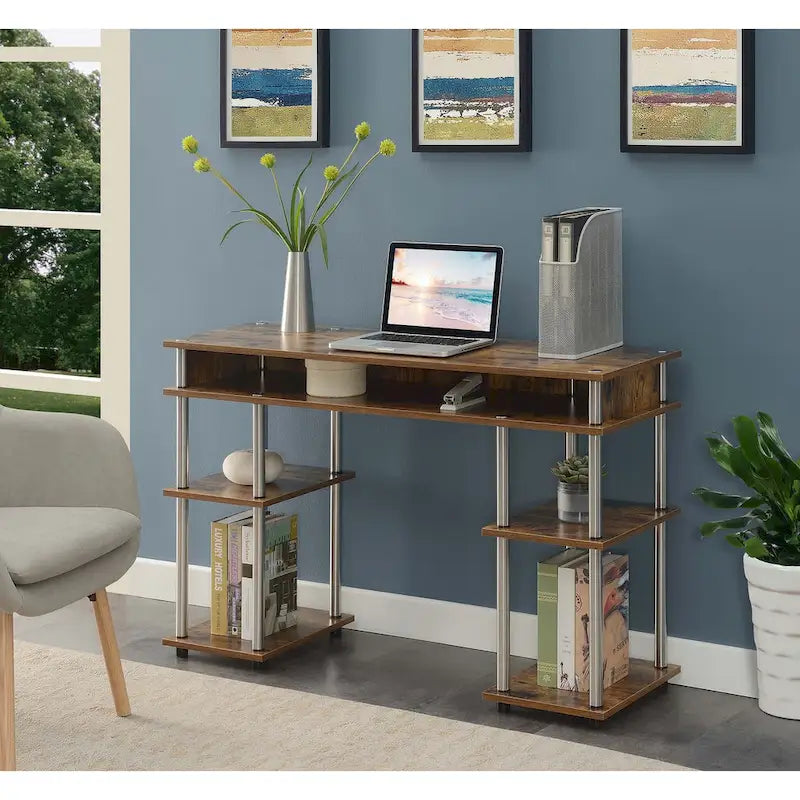 Bureau d'étudiant avec étagères Designs2Go No Tools de Convenience Concepts